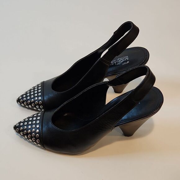 MICHAEL Michael Kors Black Studded Gemma Slingback Heels Women's Sz 6M EUC NICE! - Picture 3 of 15